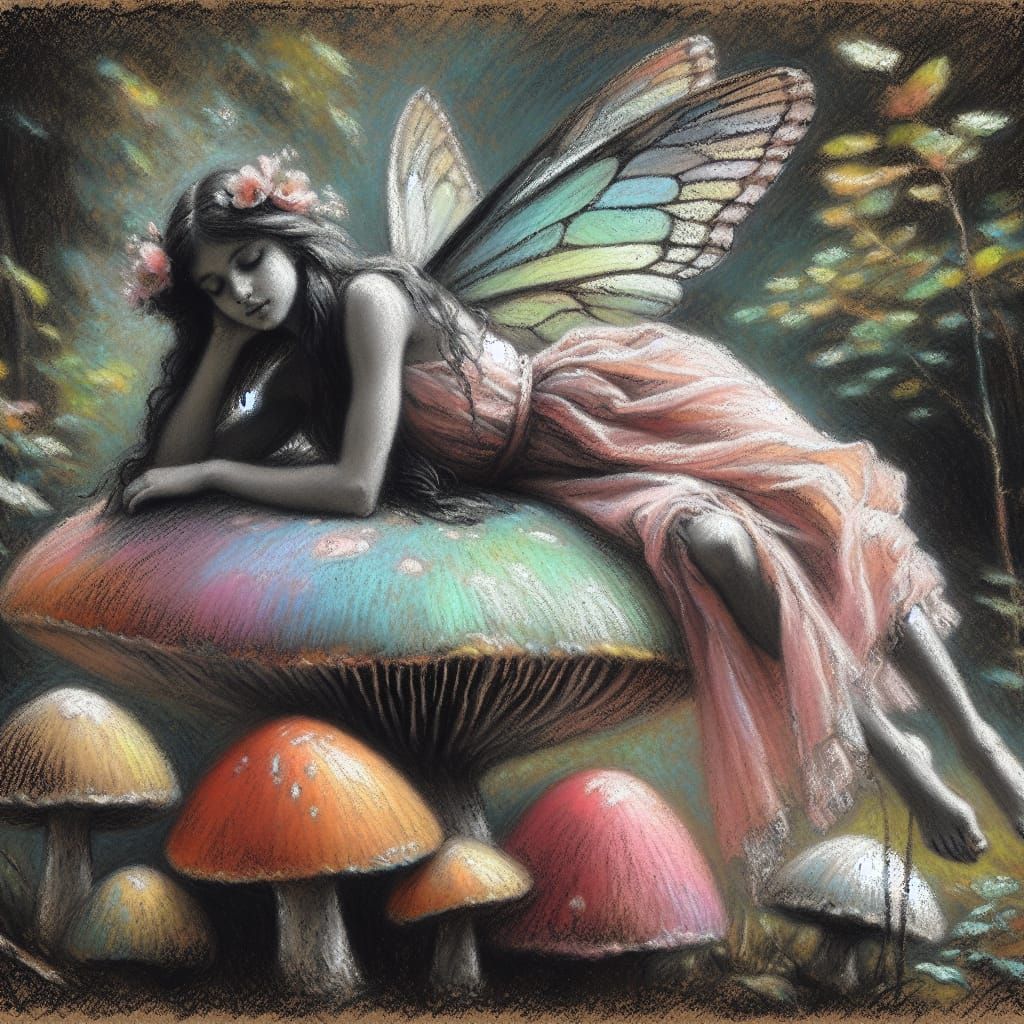 Tranquil Fairy in Whimsical Mushroom Forest