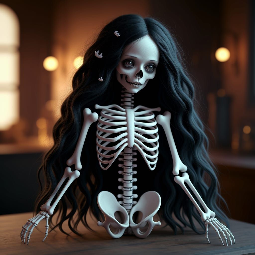 Ethereal Black Silhouette in Dimly Lit Room