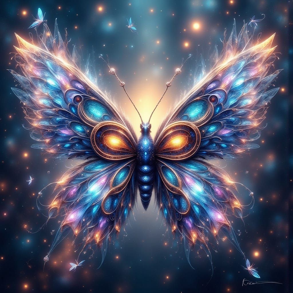 Crystalline Butterfly in Ethereal 3D Style
