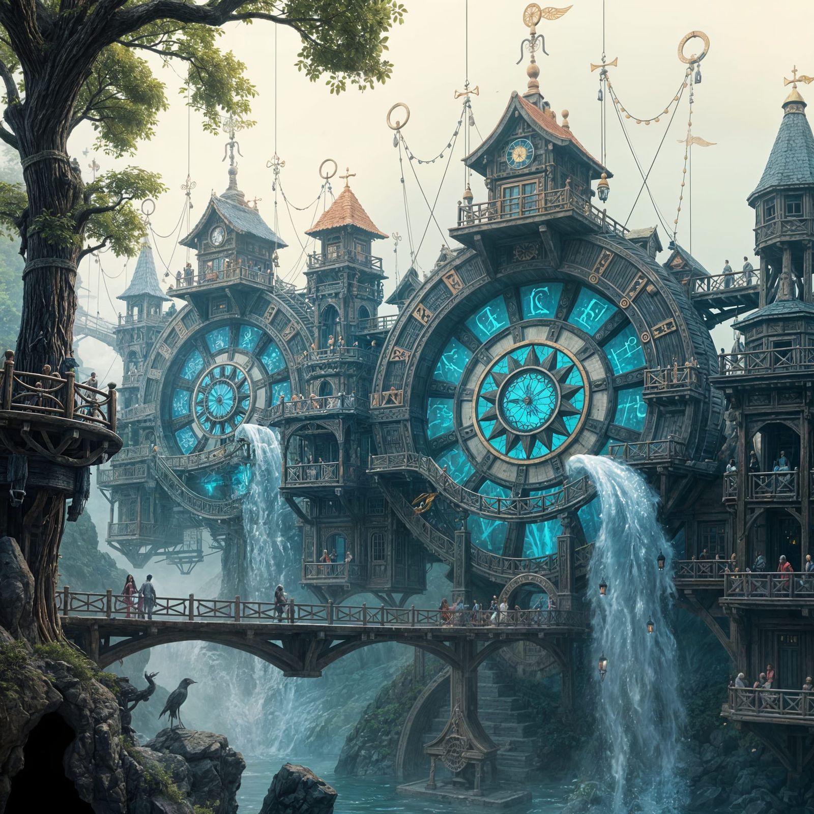 Ethereal Village in Harmony with Nature's Power