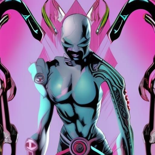 Cyberpunk Ninja Warrior with Steampunk Elements