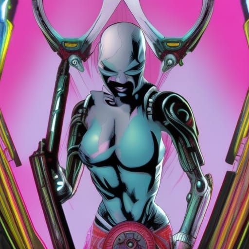 Cyberpunk Ninja with Cyborg Tentacles