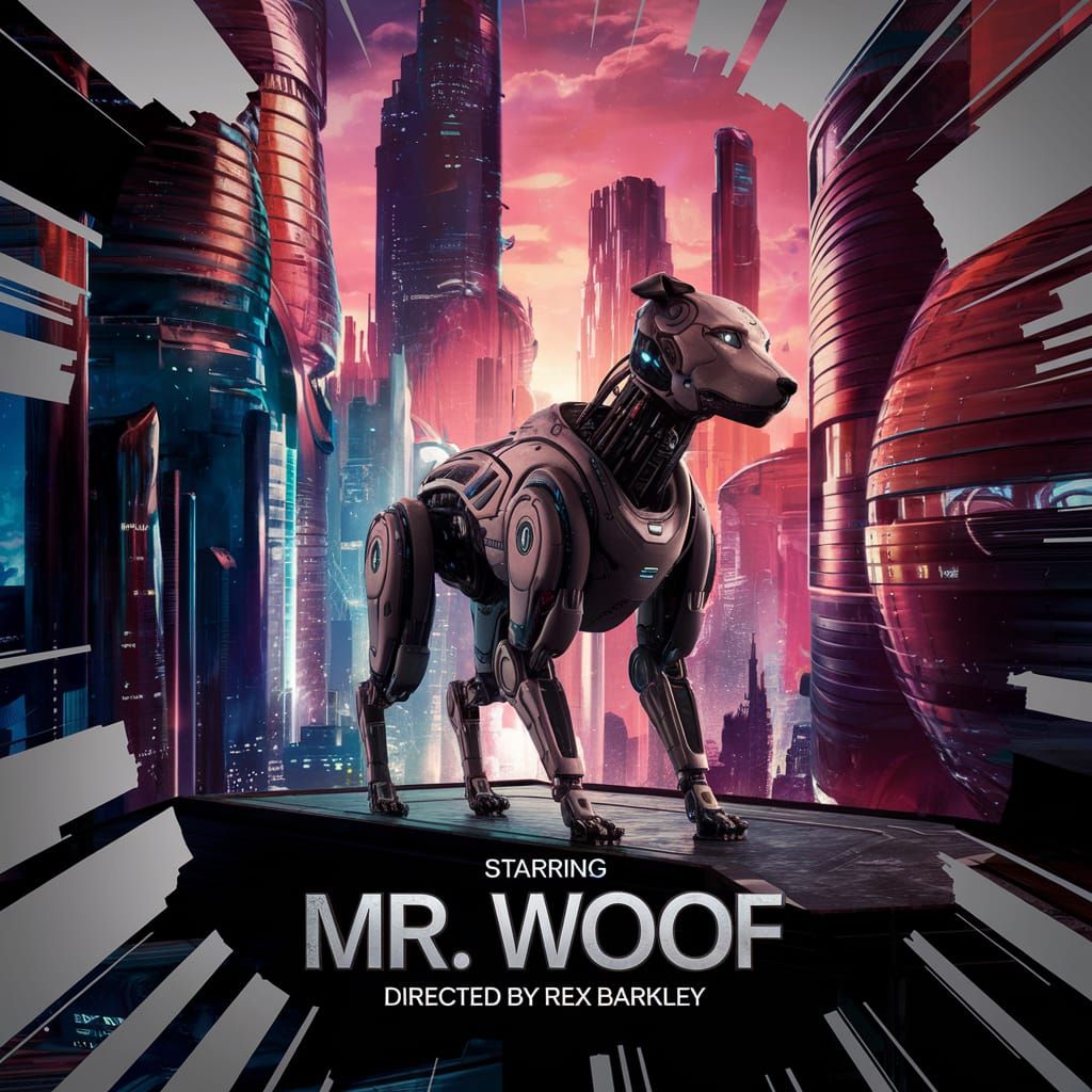 Robotic Dog Detective Movie Poster: Fantasy Concept Art