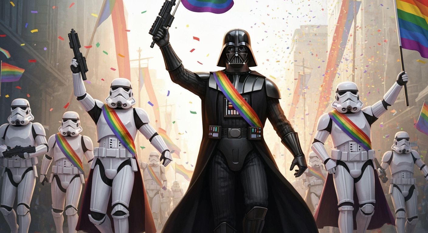 Darth Vader Leads Stormtroopers in Joyful Pride Parade