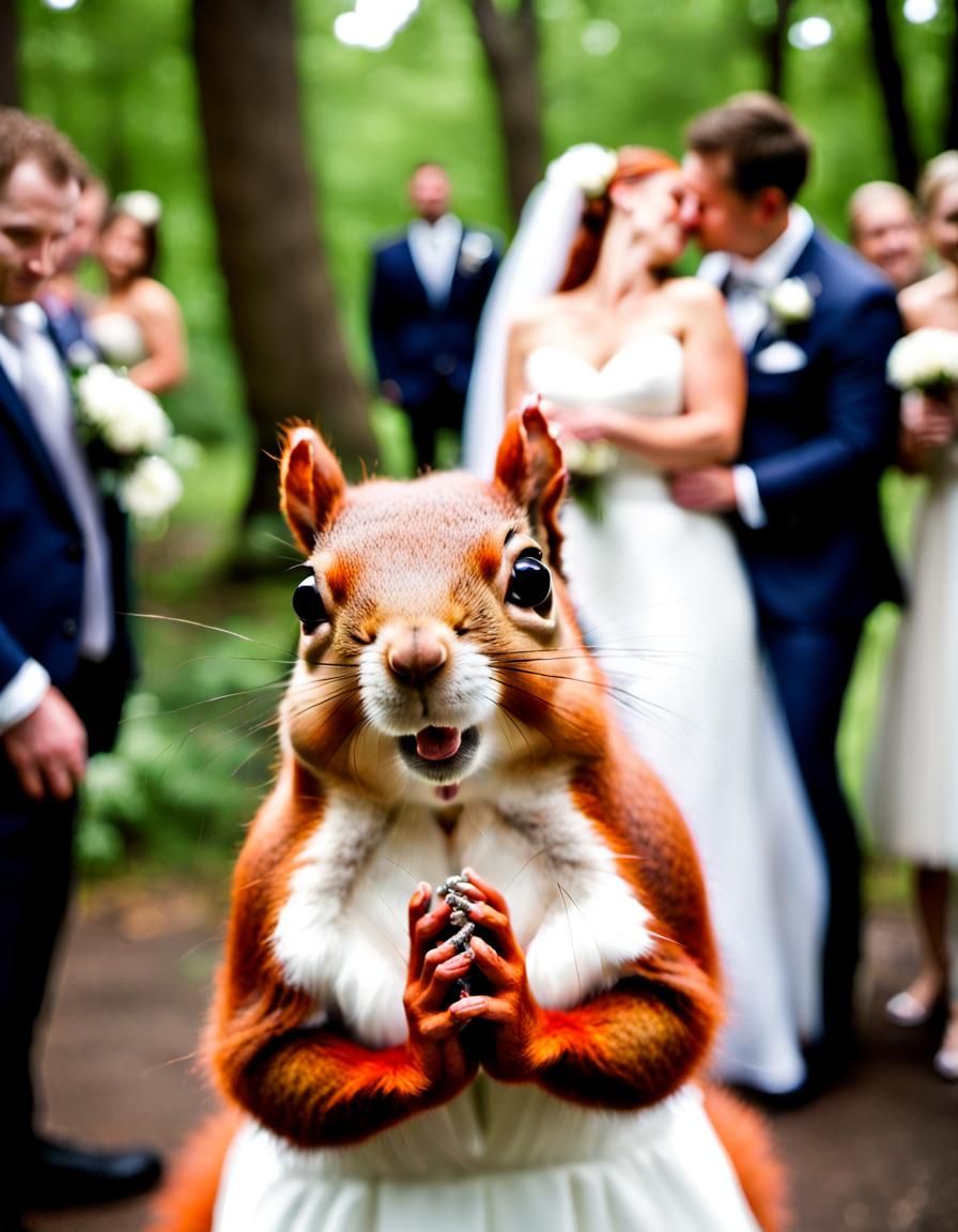 Photobombing Squirrel at Wedding