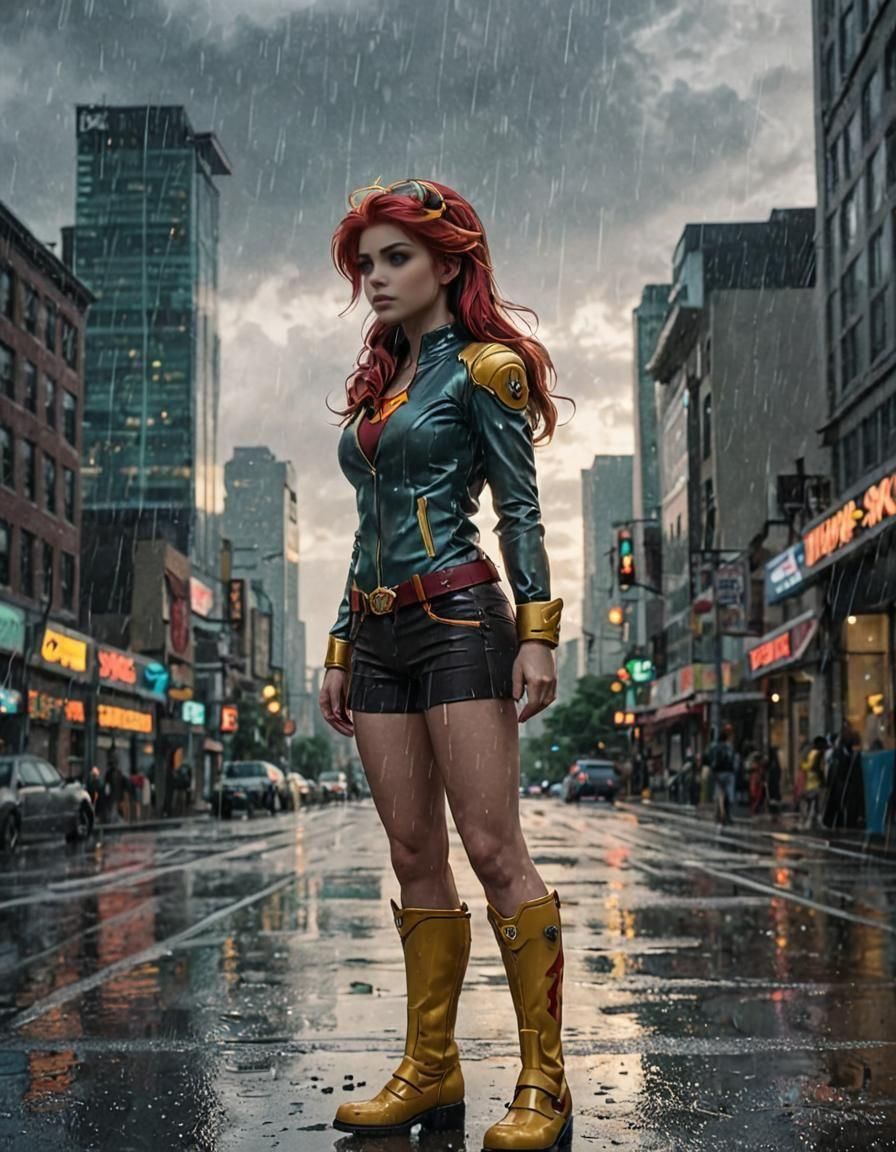 Sunset Shimmer in the Rain: Comic Book Anime Art
