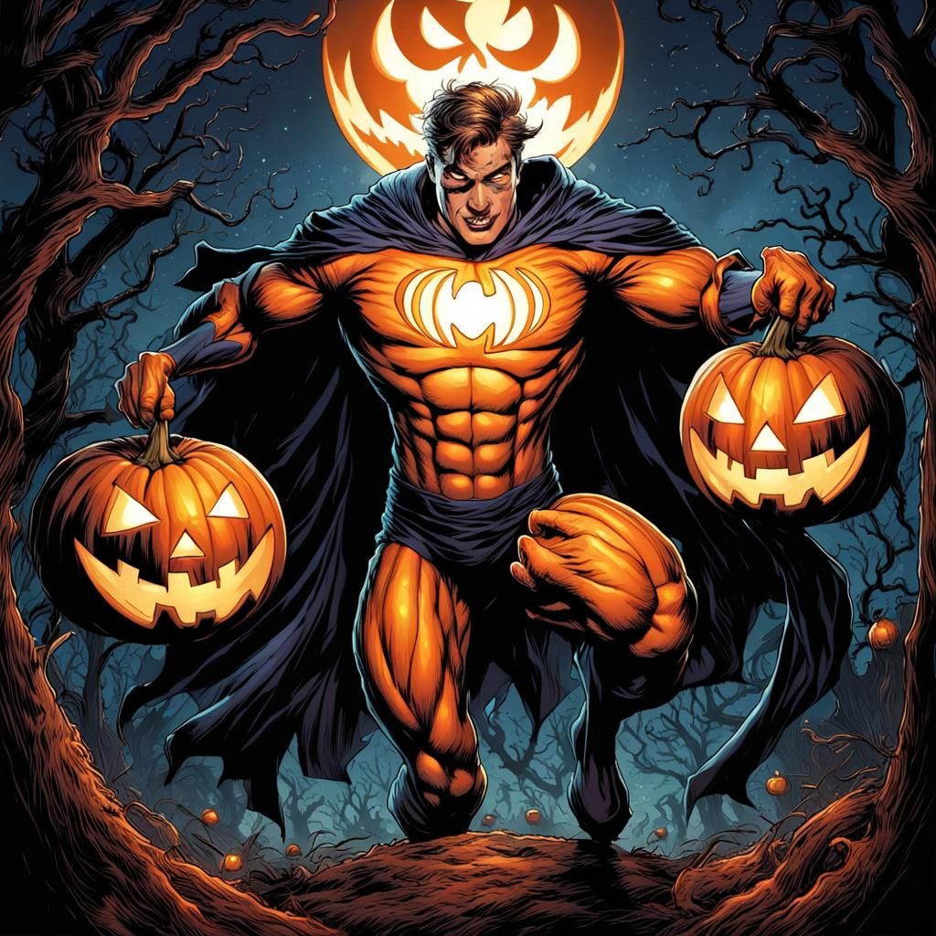 Jack O'Lantern Superhero in Comic Book Art