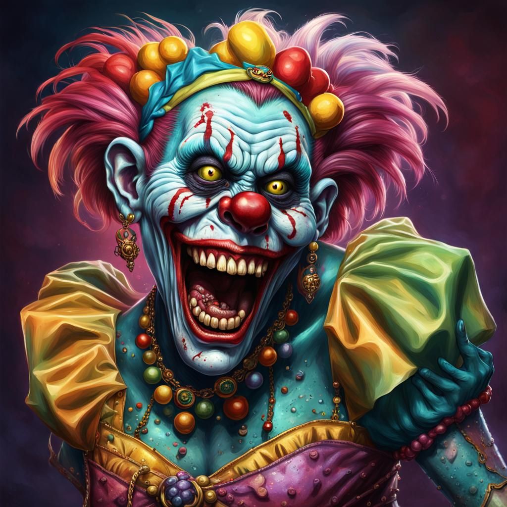 Hyperrealistic Zombie Clown Woman Portrait