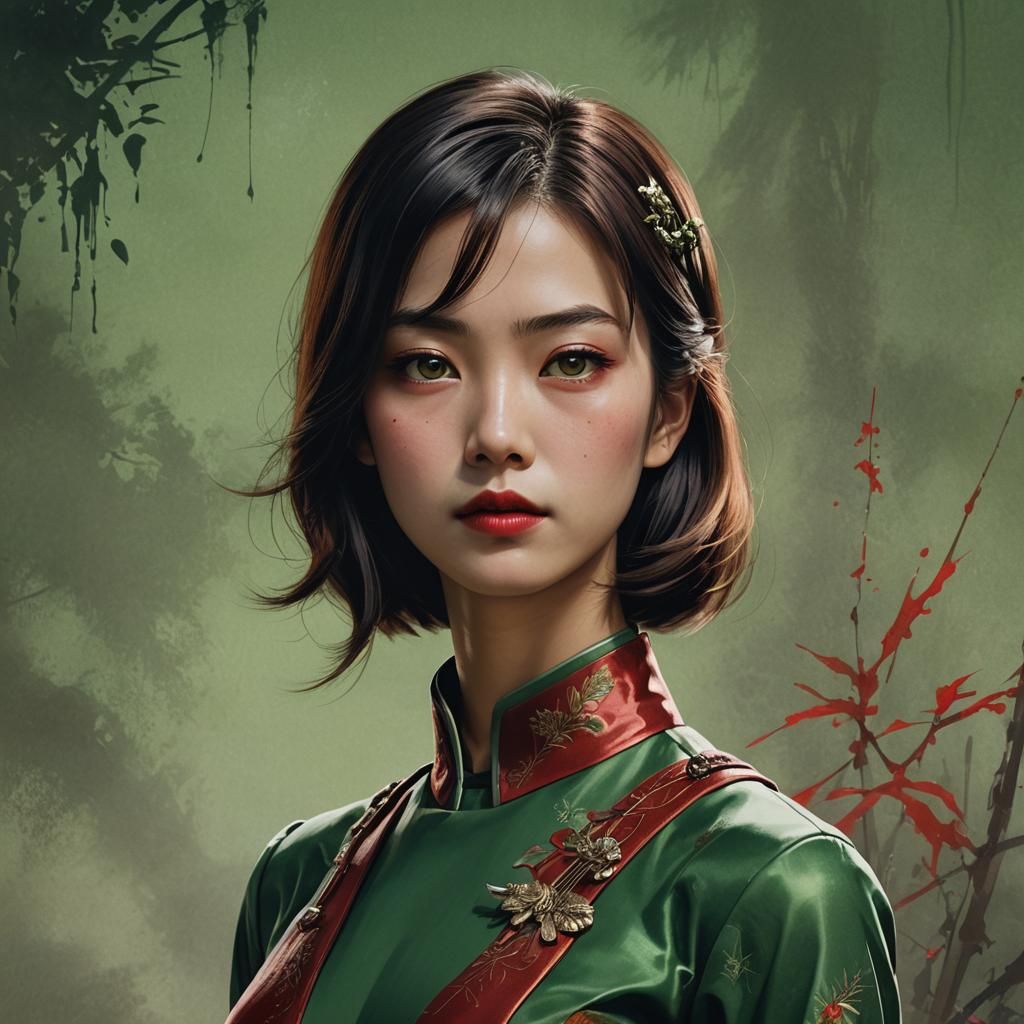 1940s Japanese Woman Portrait in Hyperrealistic Style