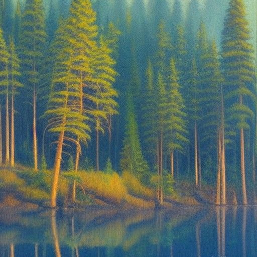 Wildfire Threatens Lake House: Oil Painting