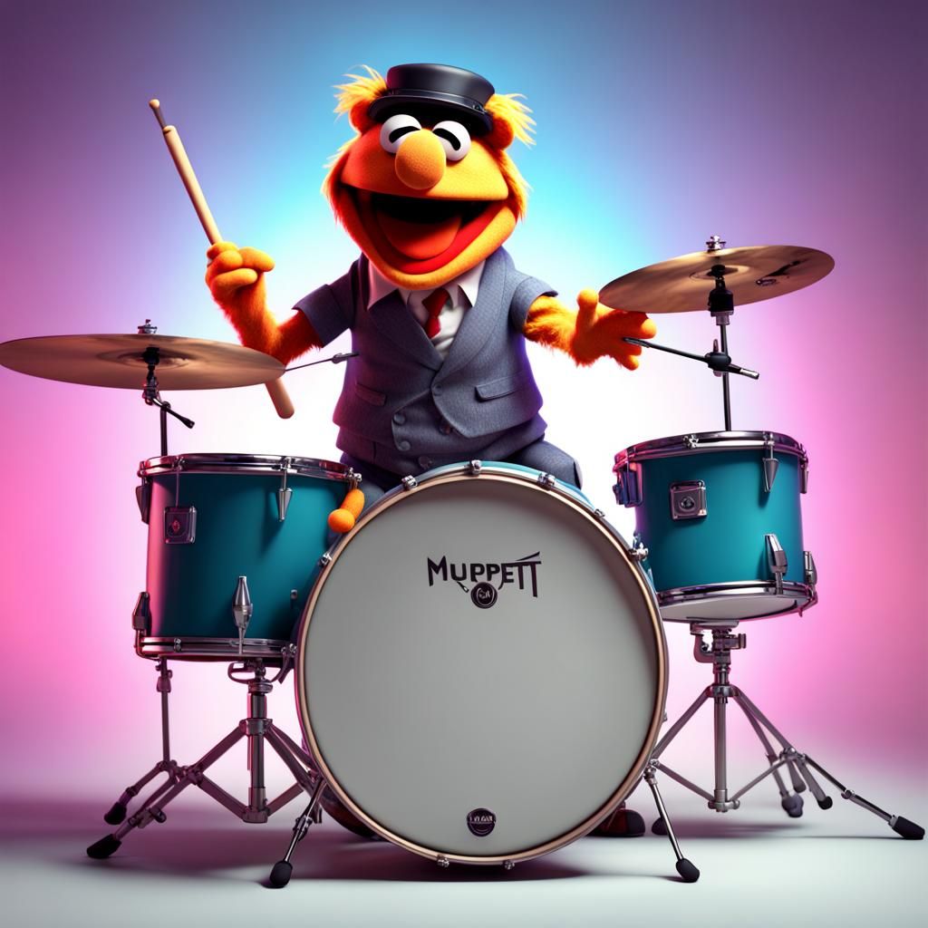 Animal the Muppet as Mad Drummer, 3D Digital Art