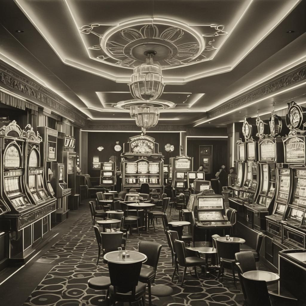 Neon Casino Interior in 1940s Style