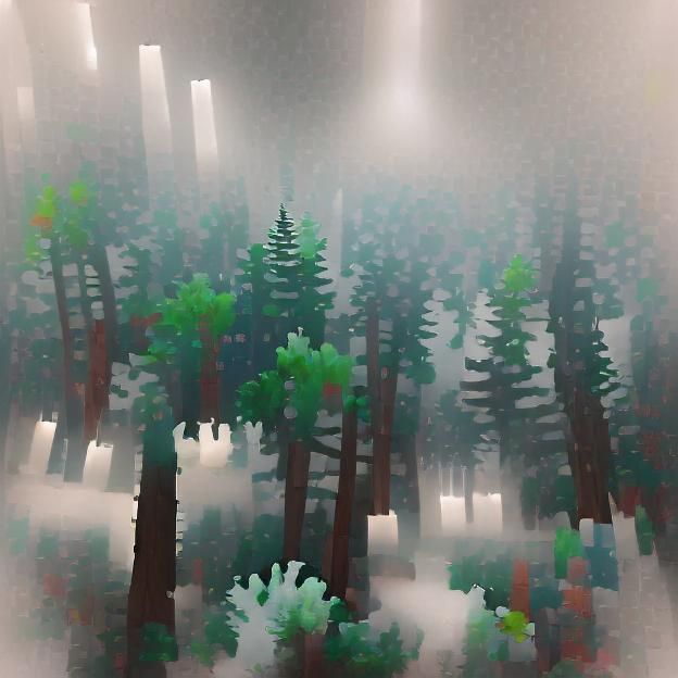 Ethereal Forest Landscape in Dense Fog