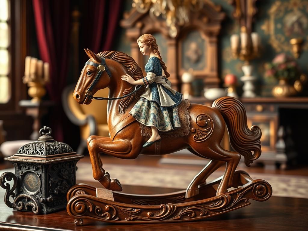 Ornate Carved Rocking Horse in Baroque Style
