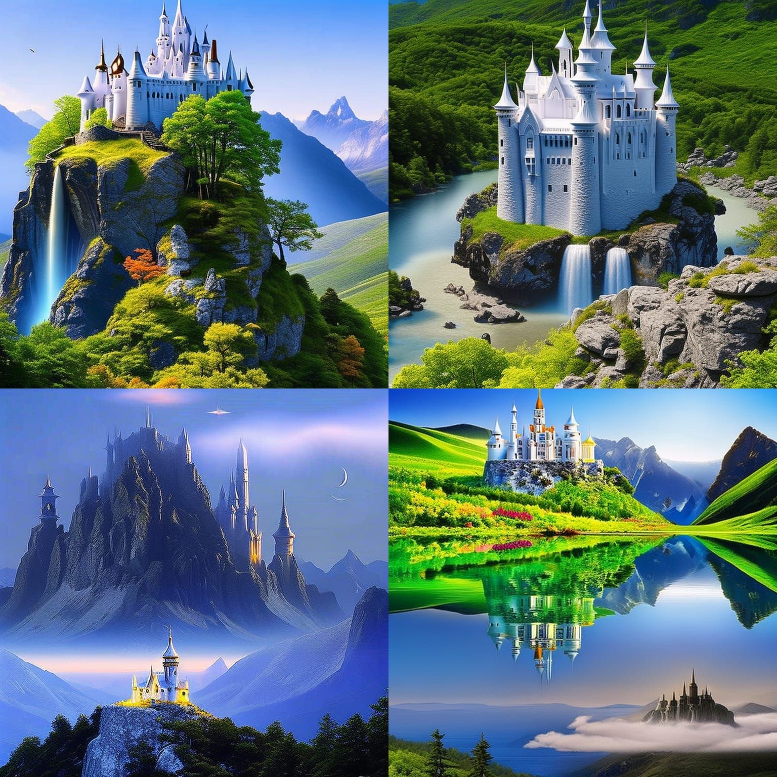 Epic Photorealistic White Castle in High Fantasy Style