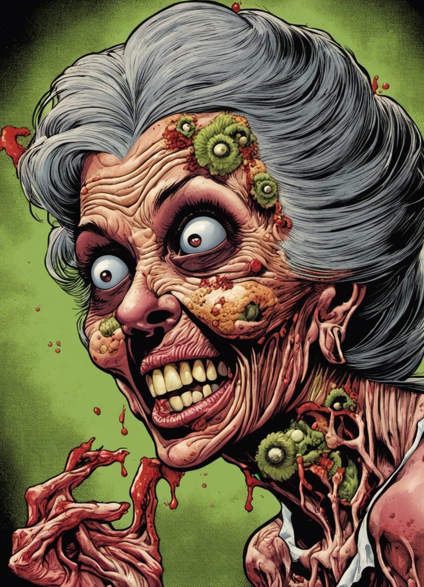 Zombie Portrait in 1980s Trading Card Style