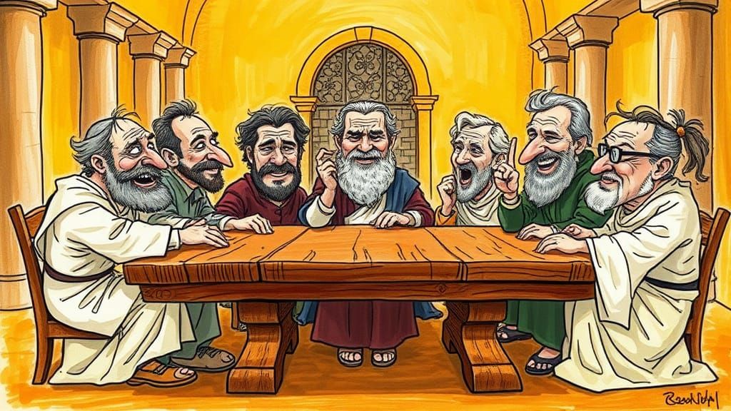 Caricatured Disciples in Quentin Blake Style