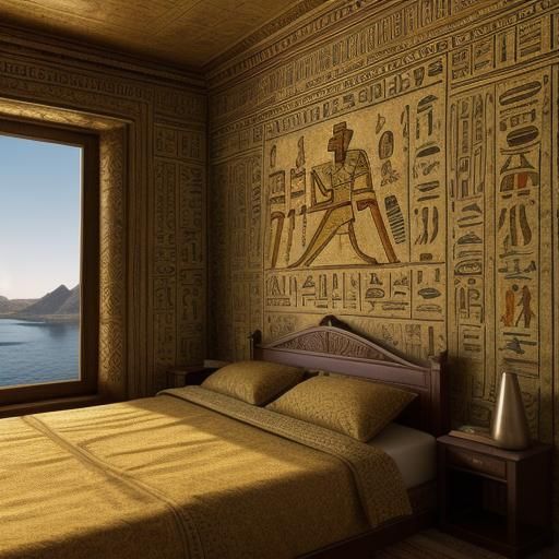 Egyptian Ship on the Nile in Ancient Style