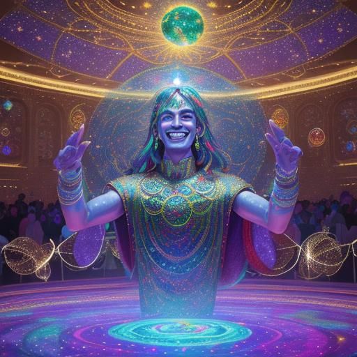 Festive New Year Celebration in Holographic Astral Style