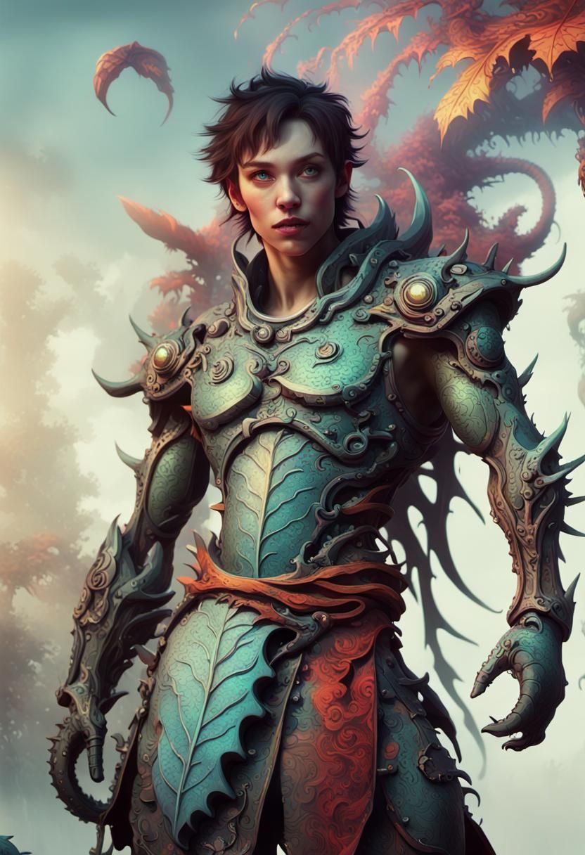 Dragon in Foliage and Machinery: Matte Painting