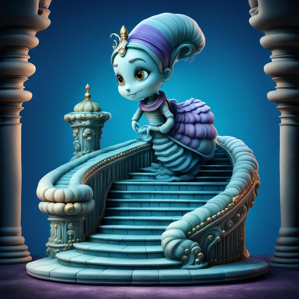 Ethereal Dark Fairy Tale Steps in Hyperrealistic Style