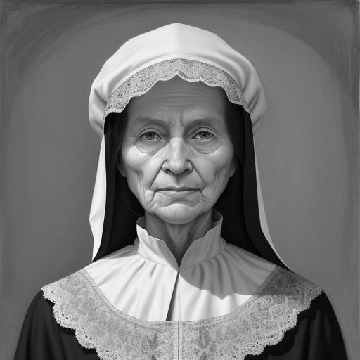 Monochromatic Portrait of a Nun in Chiaroscuro Style