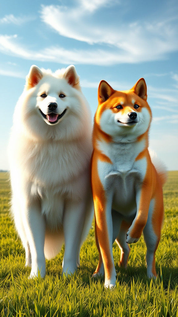 Majestic Canine Duo Pose in Serene Landscape