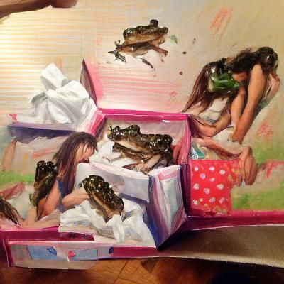 Shoebox of Frogs Accidentally Spilled in Hyperrealism