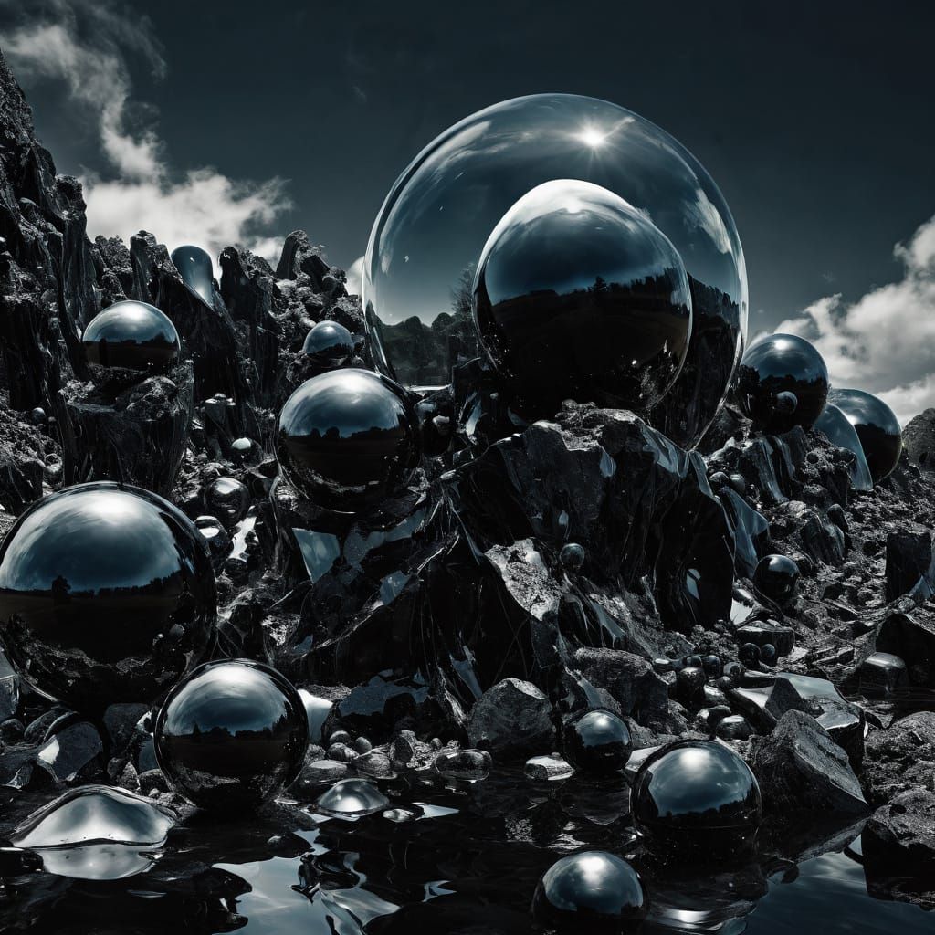 Surreal Glossy Obsidian Nature of Evolution