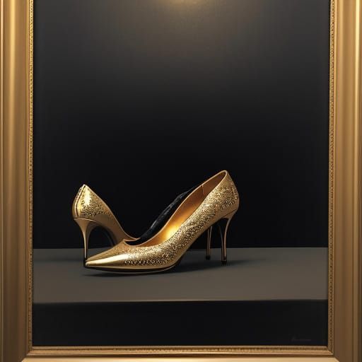Luxurious Black High Heels in Elegant Still Life Setting