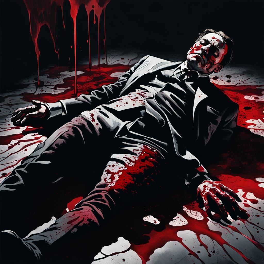 Surrealist Bleeding Man and Rorschach Test