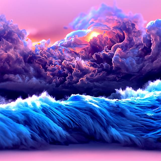 Turbulent Ocean Storm at Night as Digital Painting