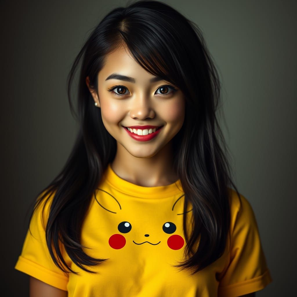 Stunning Woman in Pikachu T-Shirt