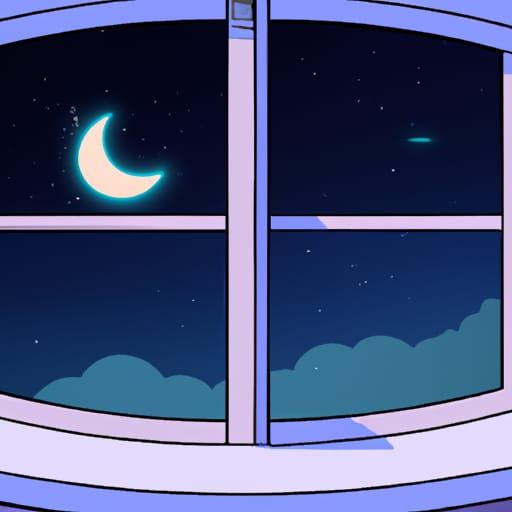 Anime Room at Night in 80s Cel-Shaded Style