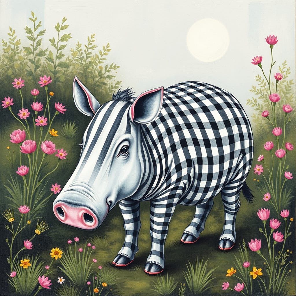 Gingham Tapir in Vibrant Colors