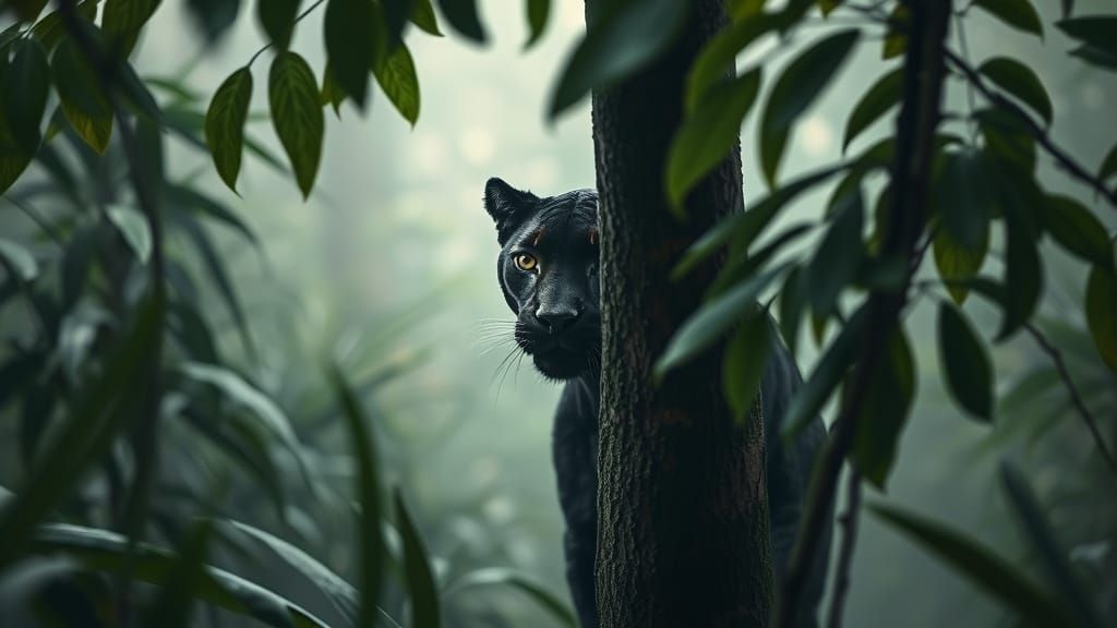 Black Panther in Jungle, Epic Fantasy Digital Art