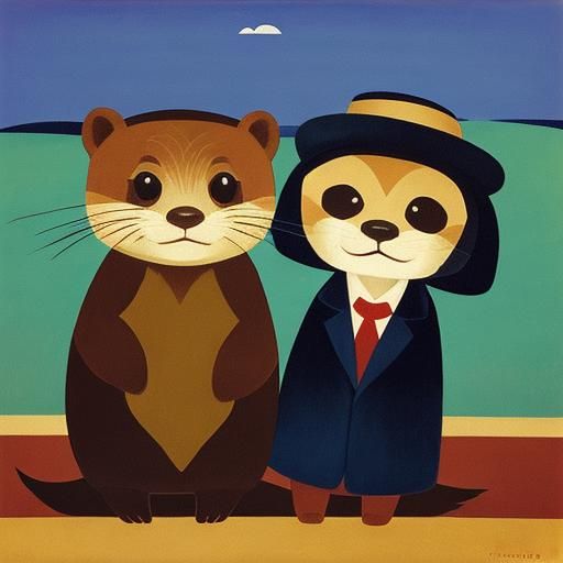 Charming Otters with Kind Souls, Fauvist Style