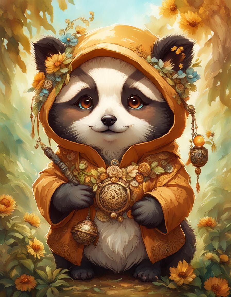 Chibi Tanuki Portrait Inspired by Studio Ghibli