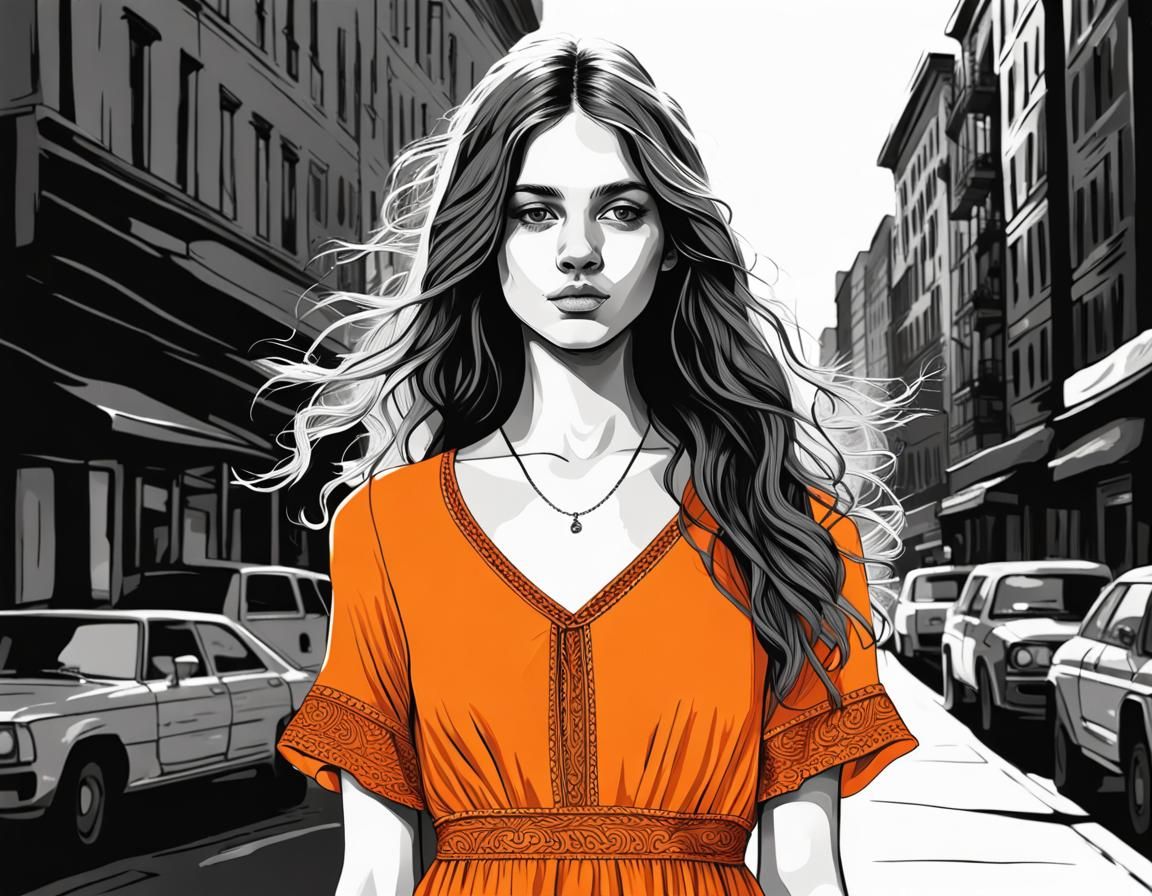 Elegant Monochrome Portrait of a Hippie Girl