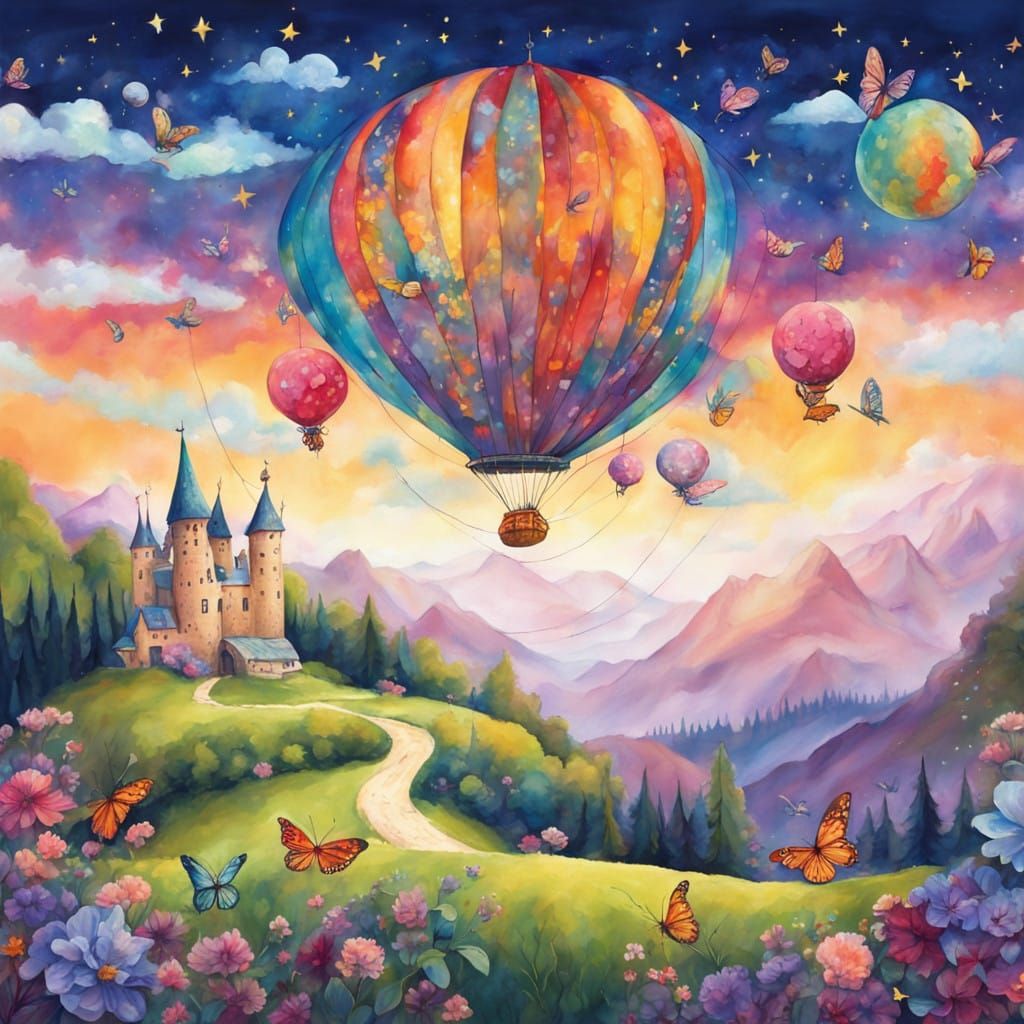 Whimsical Fantasy World Unfolds on a Butterfly's Wings