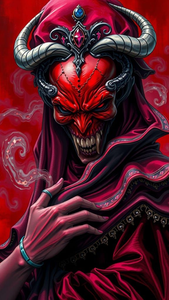 Dark Fantasy Portrait in Gaudy, Swirly Colors, Inspired by T...