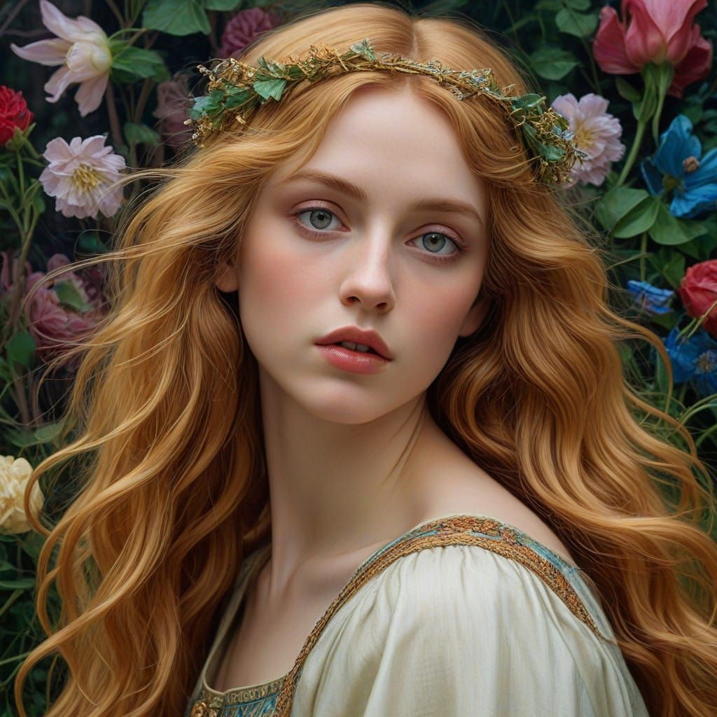 Visionary Blonde Siren in Dreamlike Pre Raphaelite Beauty