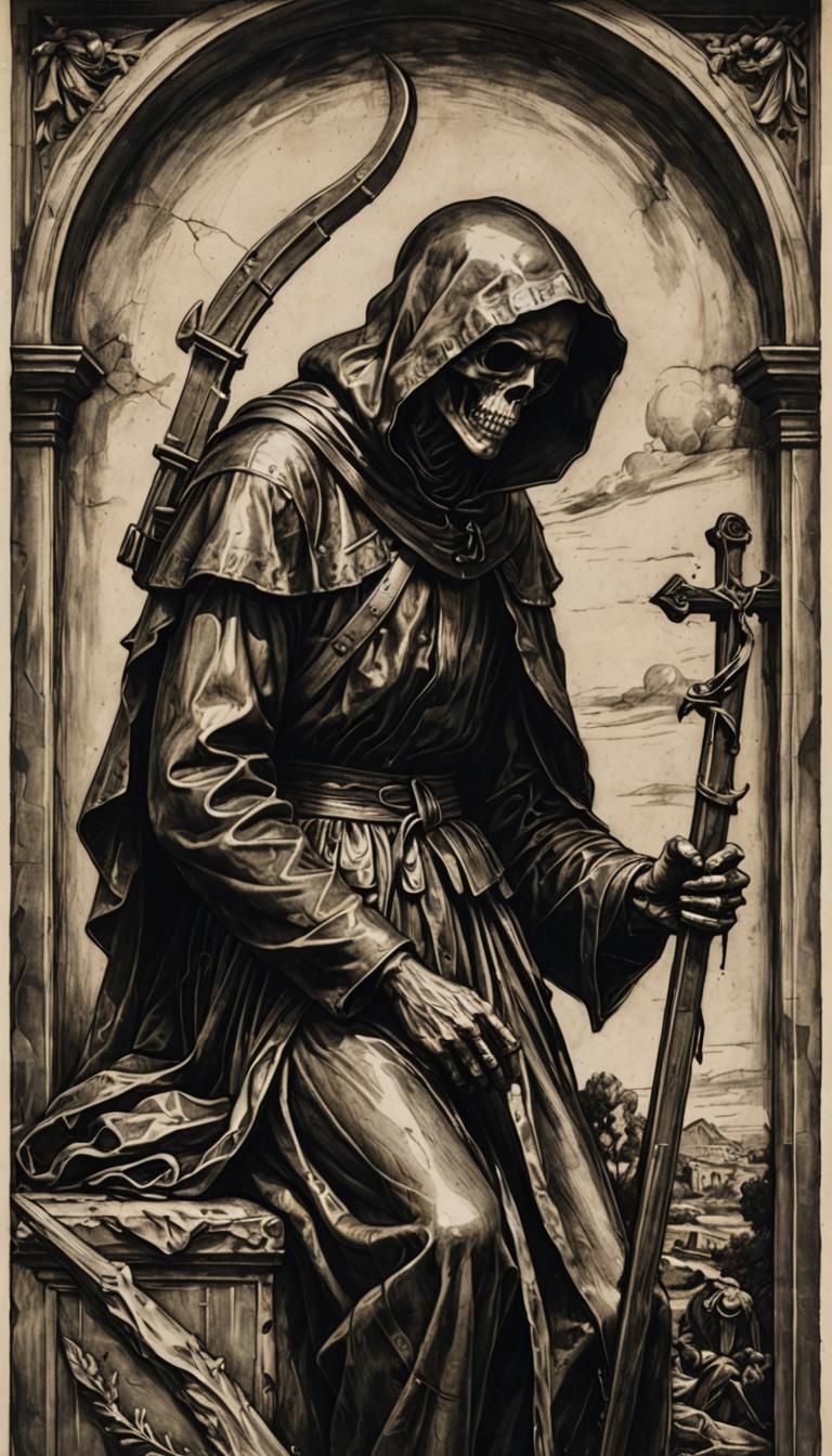 War Monument with Weeping Soldier in Baroque Style