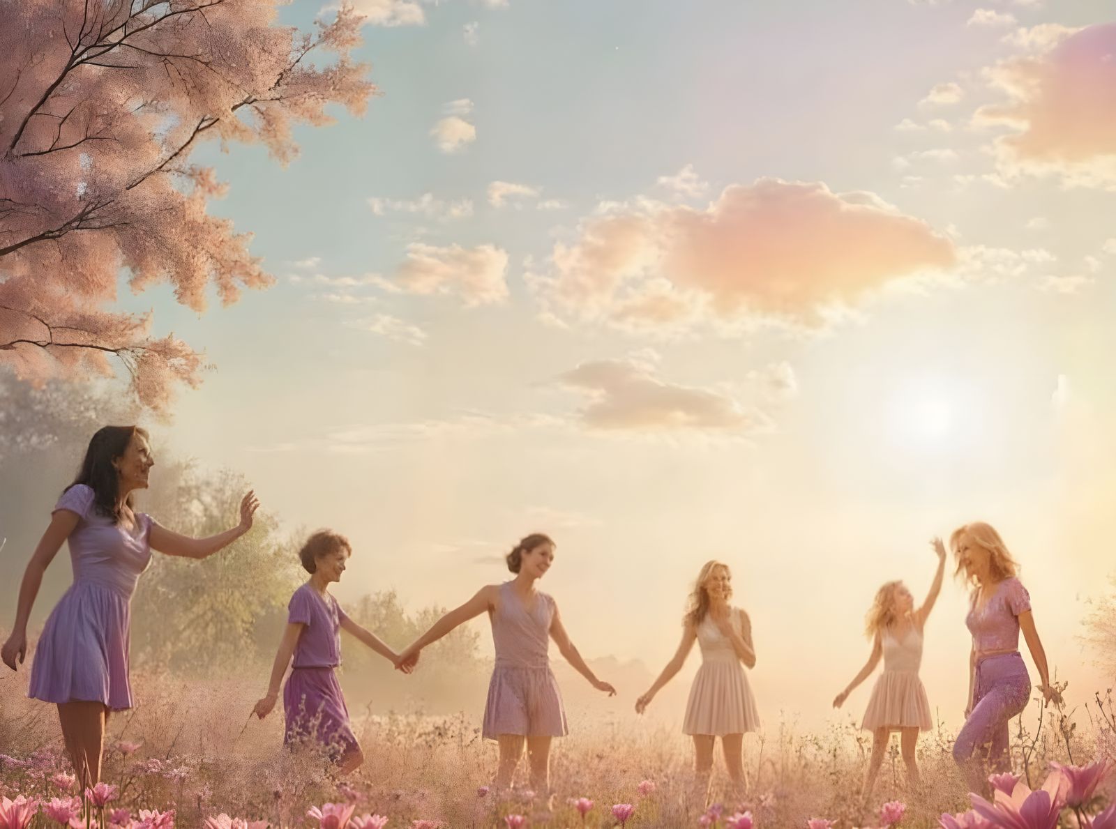 Vibrant Meadow: A Detailed Matte Painting of Joy