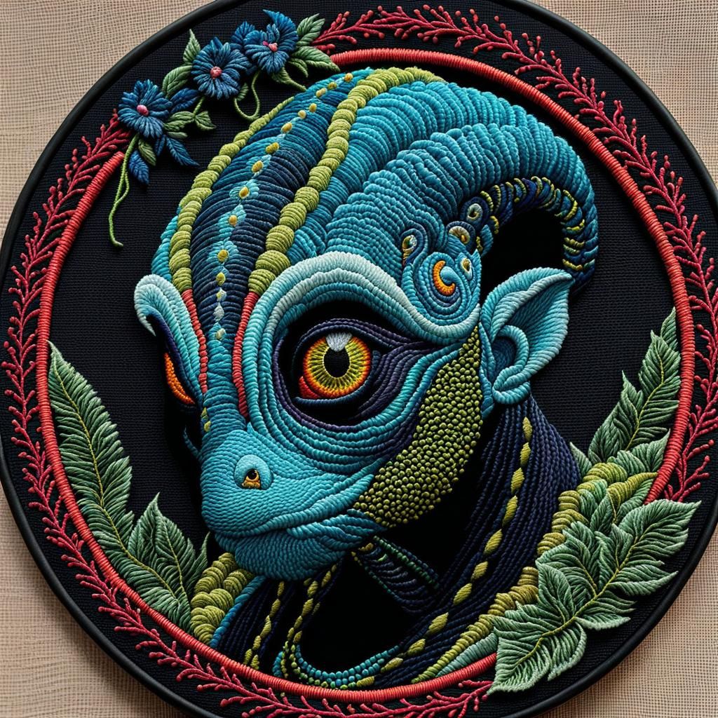 Embroidered Abe Sapien in Kaleidoscopic Colors