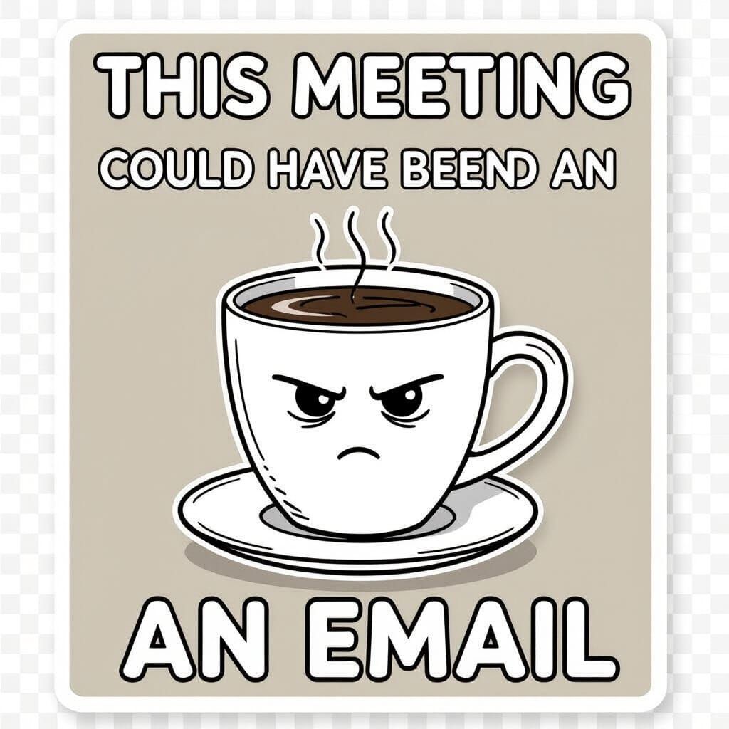Funny Coffee Cup Sticker: This Meeting Could Have Been an Em...