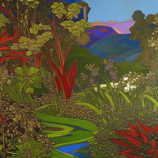 Fantasy Garden in Tiffany Glass Style