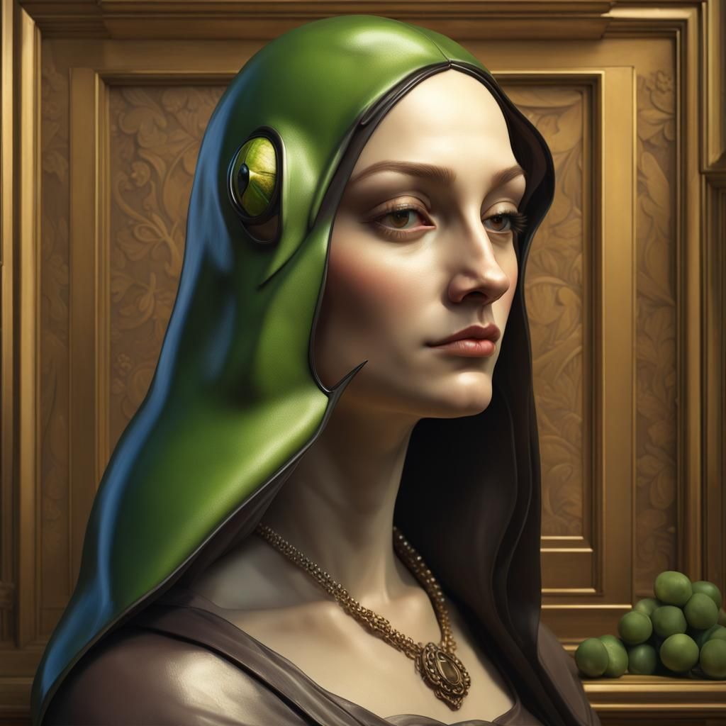 Mona Lisa Frog Art Deco Portrait