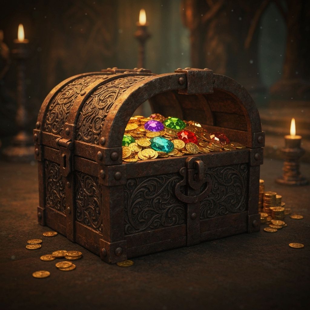 Ornate Treasure Chest Filled with Jewels