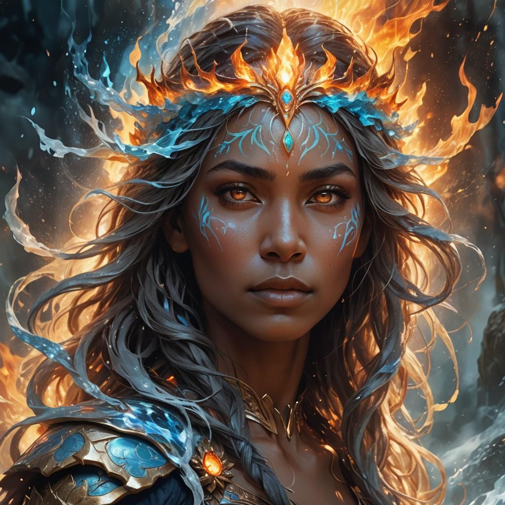 Elemental Woman Portrait in Fantasy Art Style